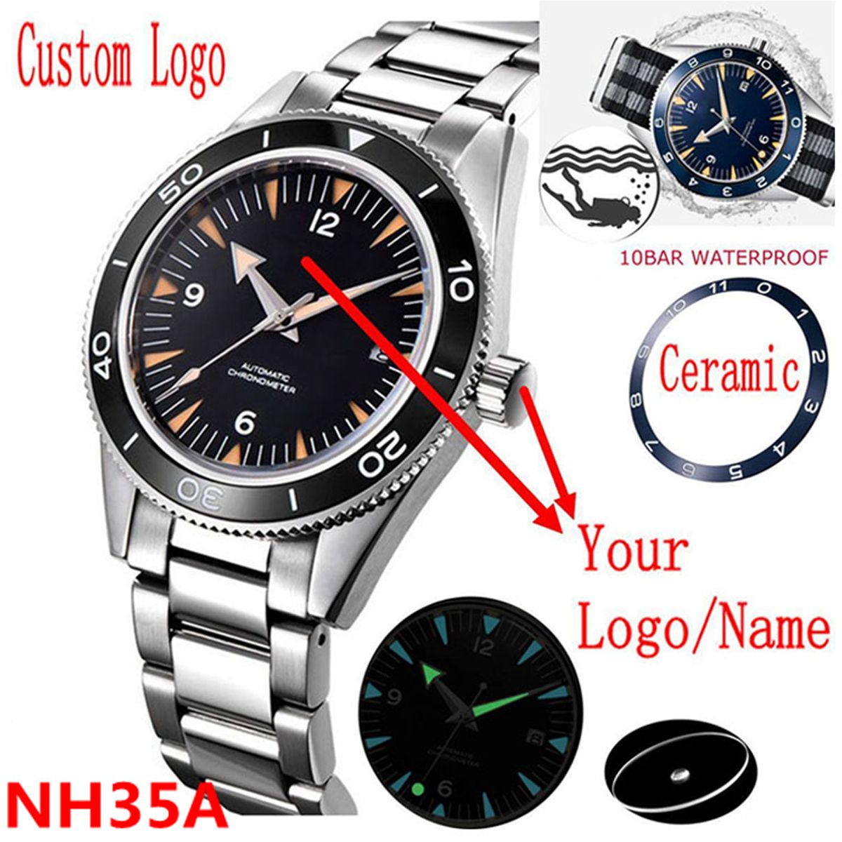 Luxury Watch Collection - Reloj con movimiento NH35 con logotipo