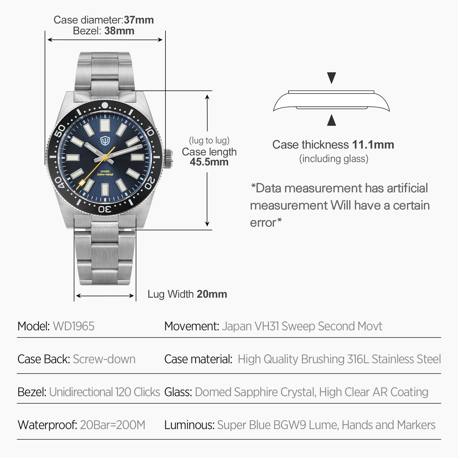 Reloj Watchdives WD1965 V2 par - Luxury Watch Collection reseña y precio