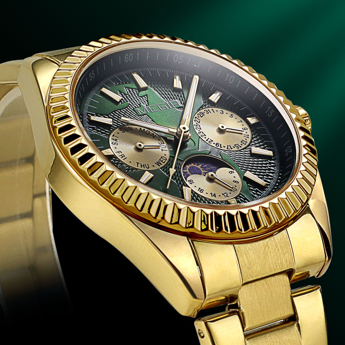 Reloj de cuarzo MEGIR para hom - Luxury Watch Green Dial reseña y precio